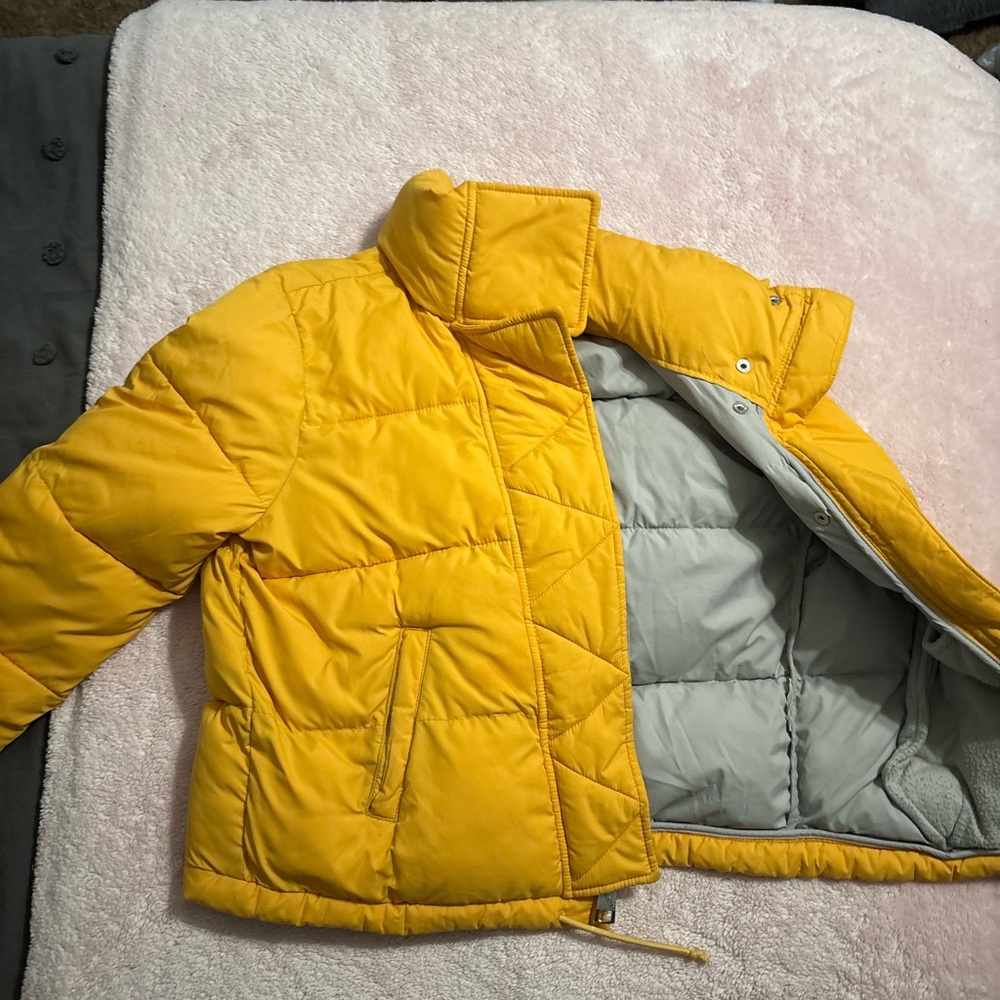Hollister Yellow and Gray Puffer Jacket
